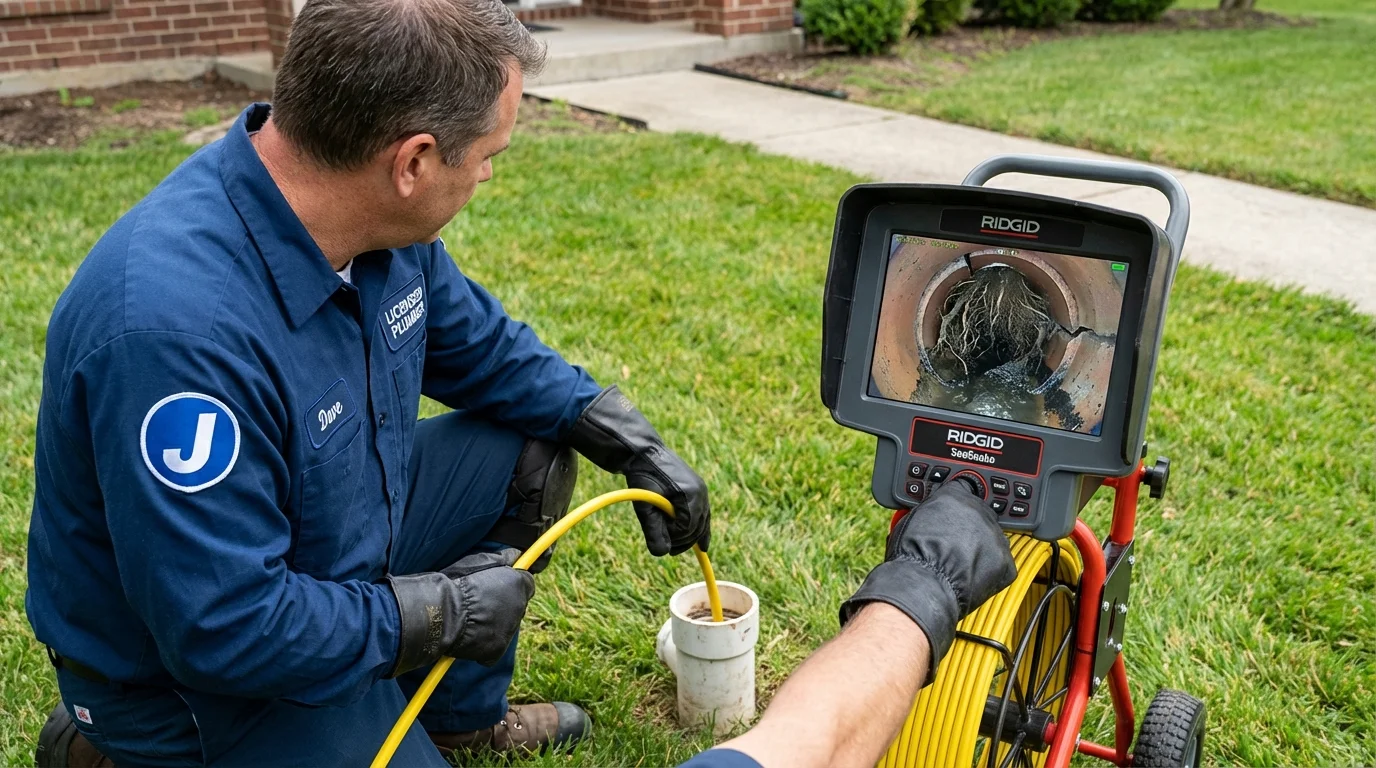 Sewer camera inspection being performed by Johns Plumbing LLC in Wellsburg